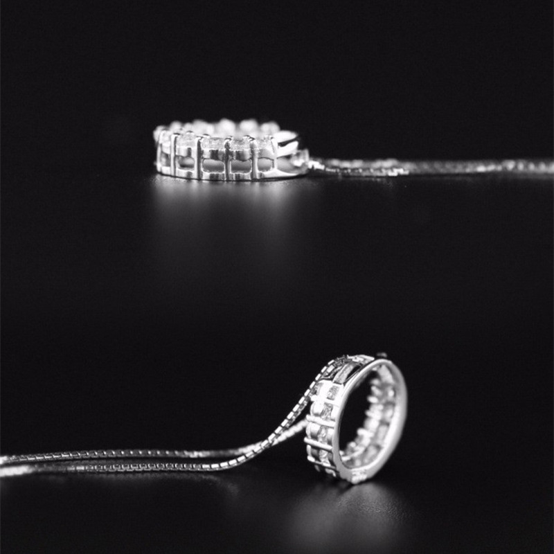 Circle Pendant Necklace: Sterg Sier Round-Cut Cubic Zirconia Eternity Jewelry dh910320090