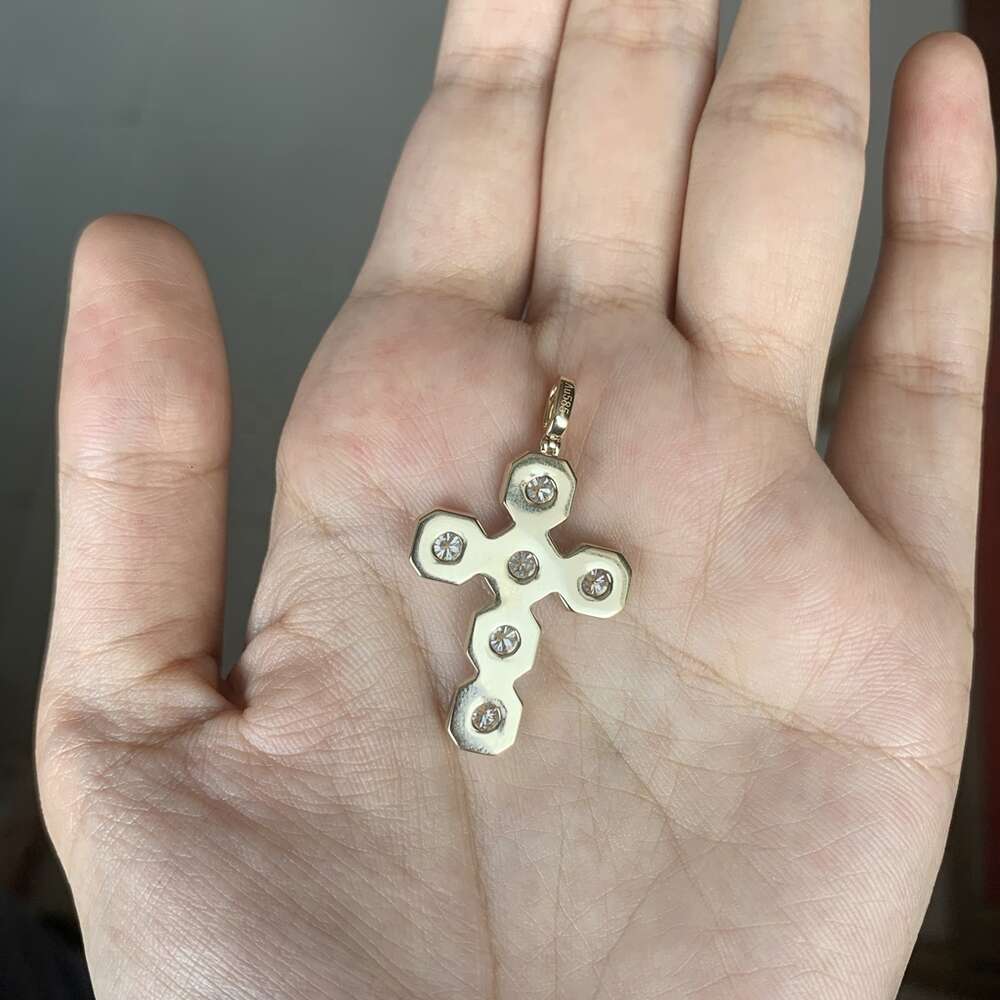 New Design 4mm 5mm 6mm Moissanite Dia Halo Hip Hop Cuban Cross Pendant for Tennis Chain Jewelry