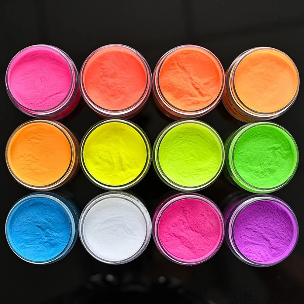 100g Acrylic Phosphor Powder Luminous Colors Professional Polymer Powder for Acrylic Nail Extension Carving Iridescent Glitter 240220
