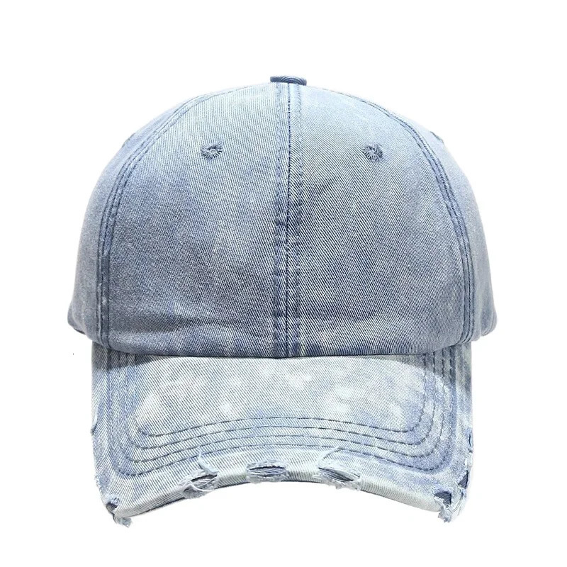 Men Women Distressed Jean Hat Unstructured Baseball Caps Washed Denim Plain Six Panel Dad Hat Black Brown Pink Blue 240223
