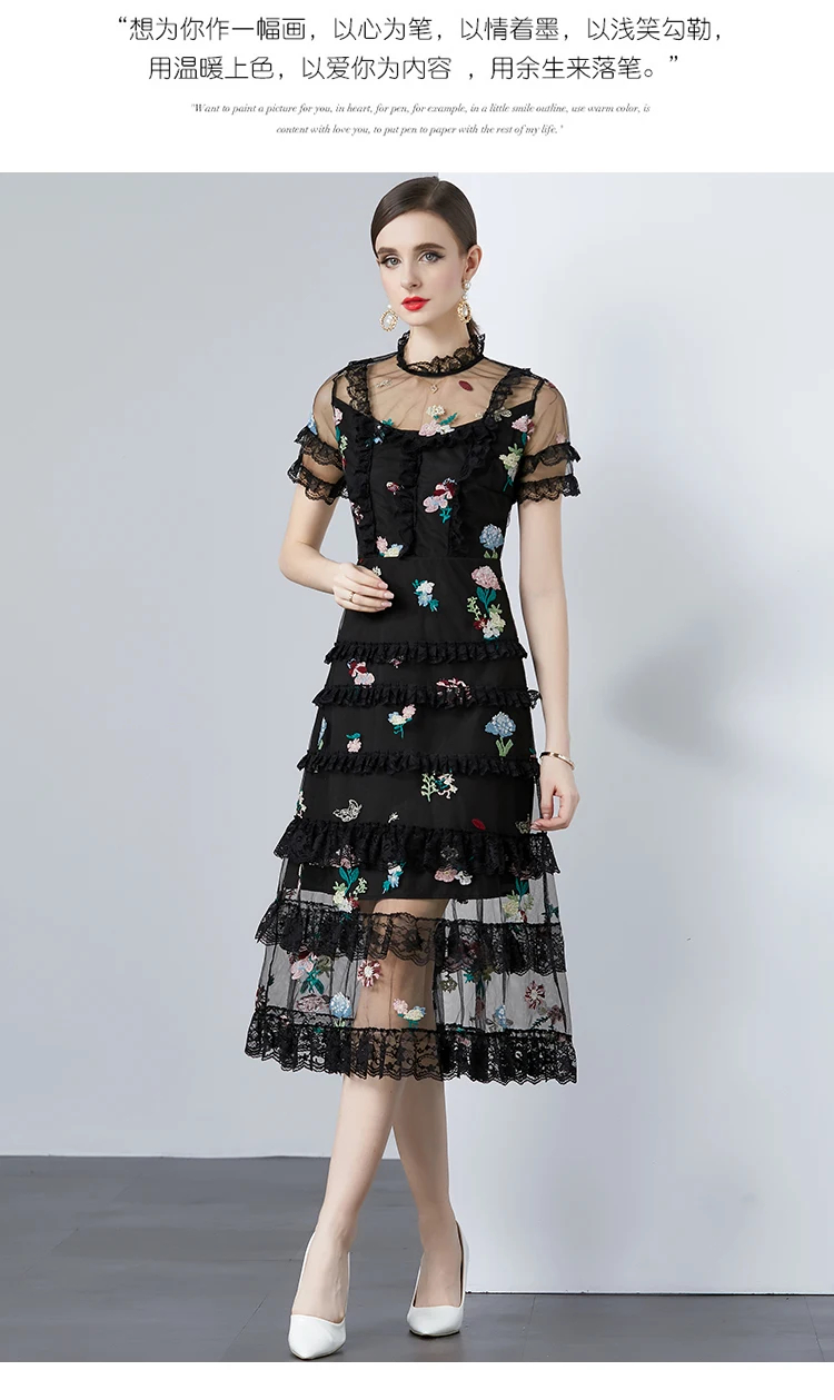 Casual Dresses Runway Vintage Print Midi Dress Womens Turn Down Neck Short Sleeve High Street Slim Casual Party A-Line Shirt Dress 2024