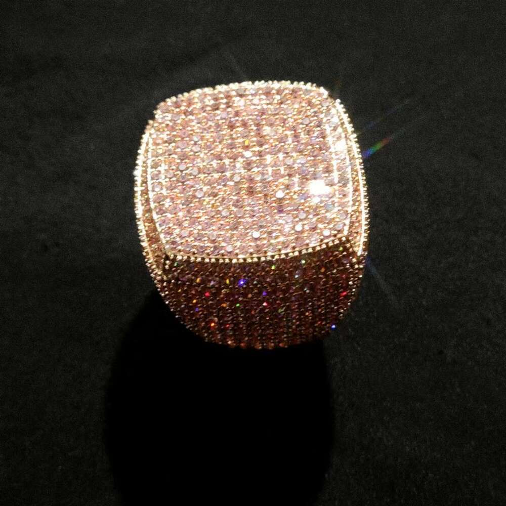 Fashion Fine Jewelry Vvs Moissanite Iced Out Rings Men Gold Plated Sterling Sier Diamond Hip Hop Ring