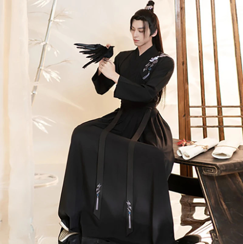 Plus Size 3XL Hanfu Men Ancient Chinese Black Sets Carnival Halloween Cosplay Costume Outfit For Large 240220