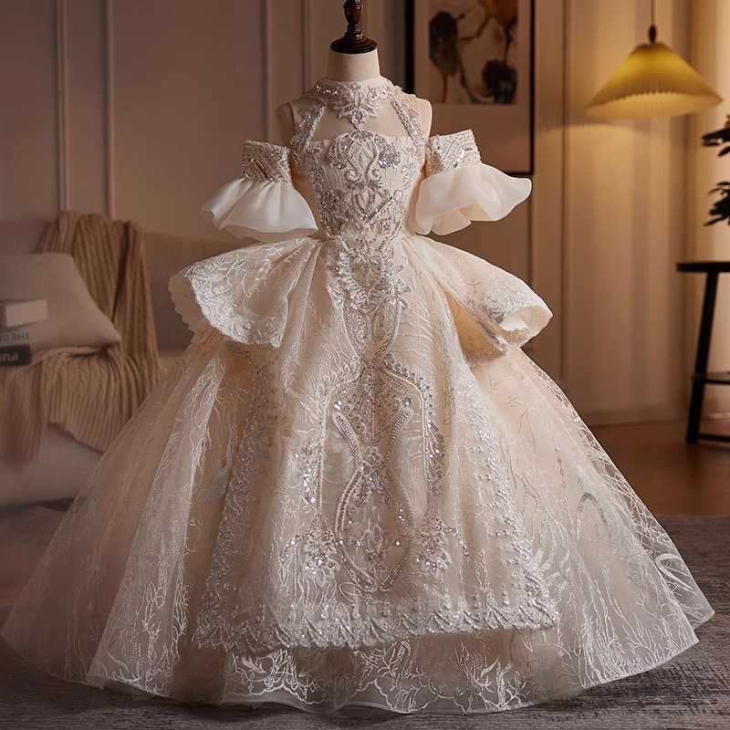 new Flower Girl Dresses For Wedding Tiered Pageant Tulle Dress Toddler Infant Clothes Little Kids Birthday First Communion Gowns