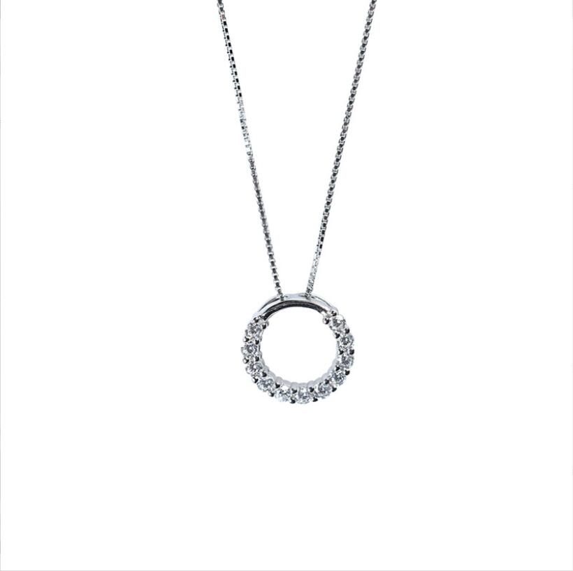 Circle Pendant Necklace: Sterg Sier Round-Cut Cubic Zirconia Eternity Jewelry dh910320090