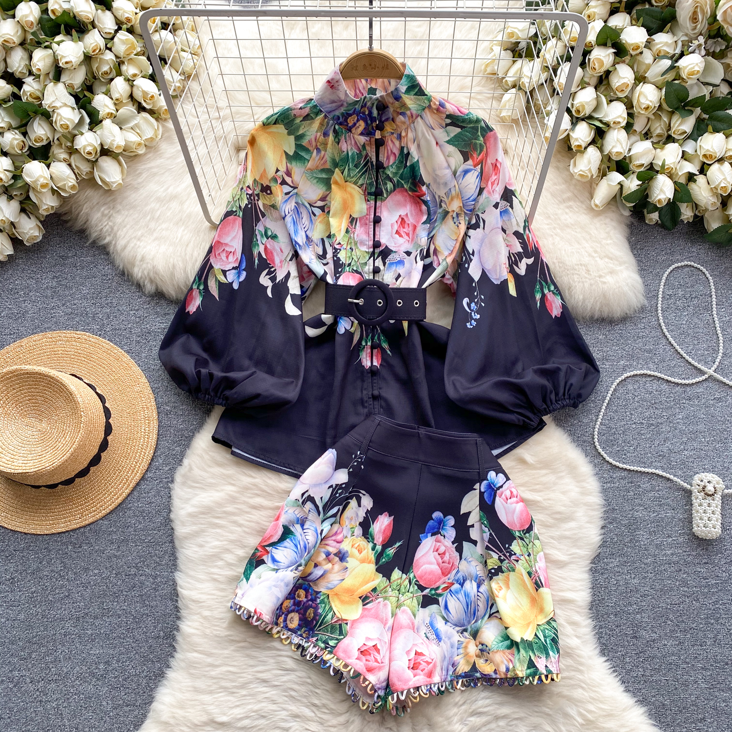 Two Piece Dress Vintage Animal Print Stretched Pullover Tops High Waist A-E Pleated Midi Skirts Fashion Runway 2 Pcs Casual Outfits
