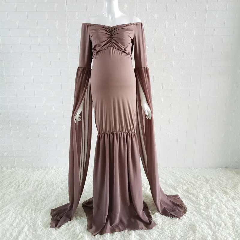Maternity Pography Long Dress Bodycon Stretchy Pregnancy For Po Shoot Pregnant Woman Maxi 240301