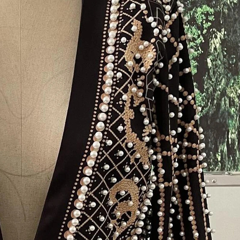 Women Suit Jacket V-Neck Long Sleeved Bubble Bead Print Retro Elegant Fashion Trend Versatile Loose Comfortable Suit Overcoat 240228