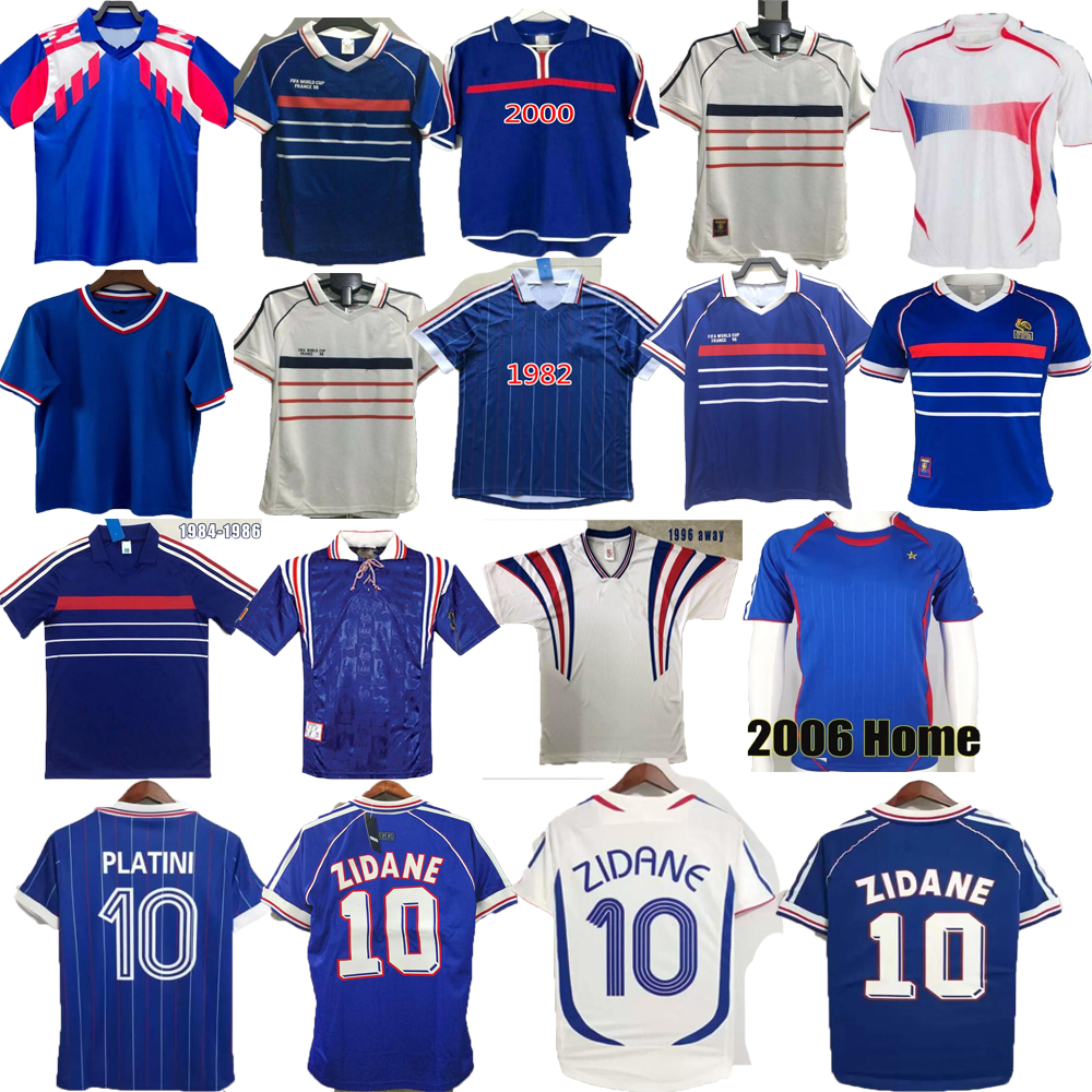 1998 French Classic Vintage Jersey 1982 84 86 88 90 98 00 04 06 ZIDANE soccer jerseys MAILLOT DE FOOT MBAPPE REZEGUET DESAILLY HENRY PLATINI Retro Men Football Kit