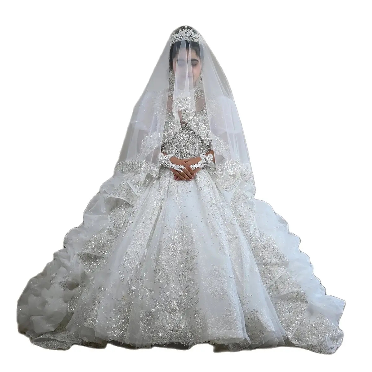 Princess Girls Party Dress 3D Floral Appliques Beads Sequins Pageant Gowns Puffy Lace Up Back Kids Birthday Dresses