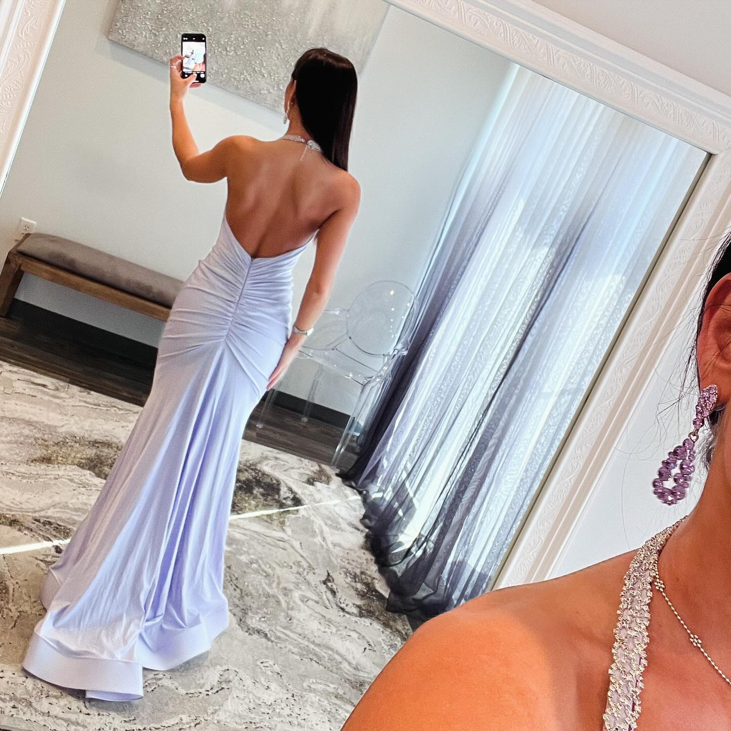 Sexy Lavender Mermaid Prom Dress Halter Formal Evening Dresses Elegant Ogstuff Pleats Party Gowns For Special Ocns