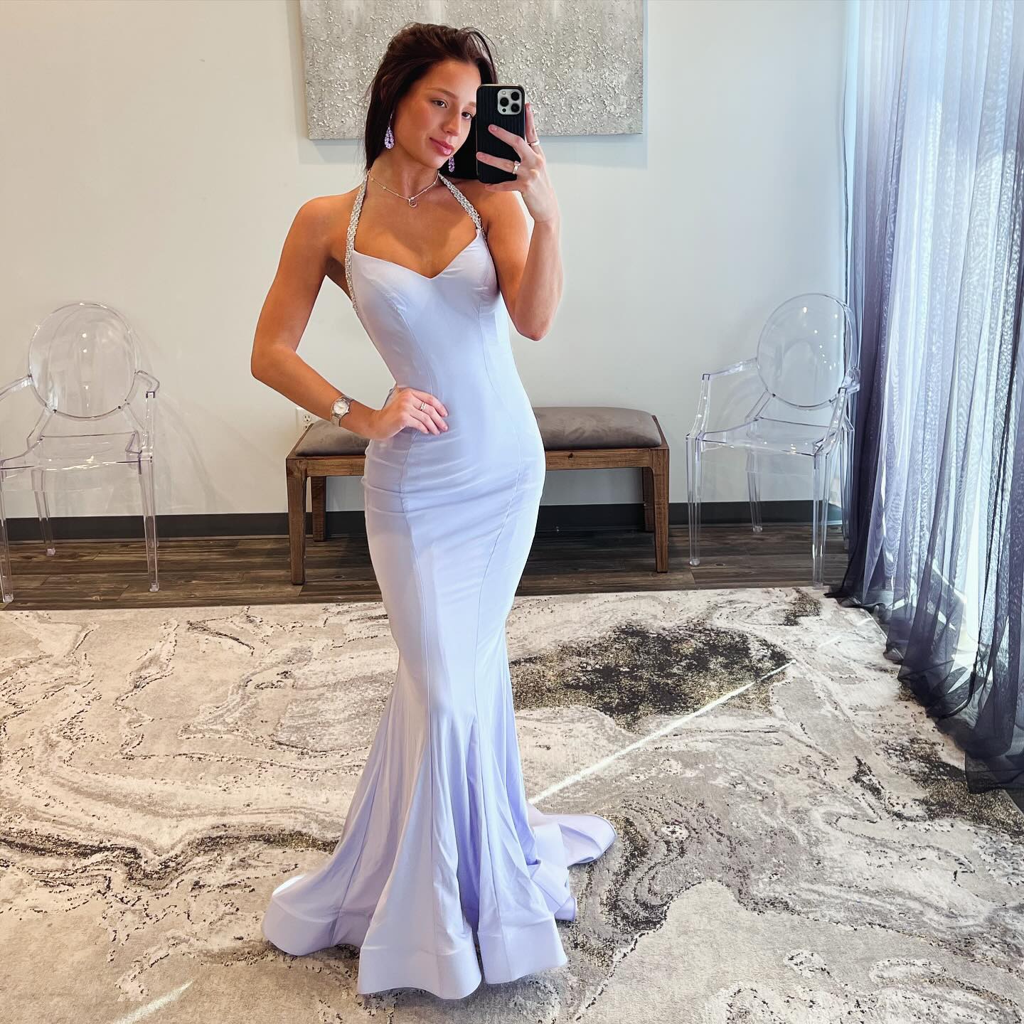 Sexy Lavender Mermaid Prom Dress Halter Formal Evening Dresses Elegant Ogstuff Pleats Party Gowns For Special Ocns