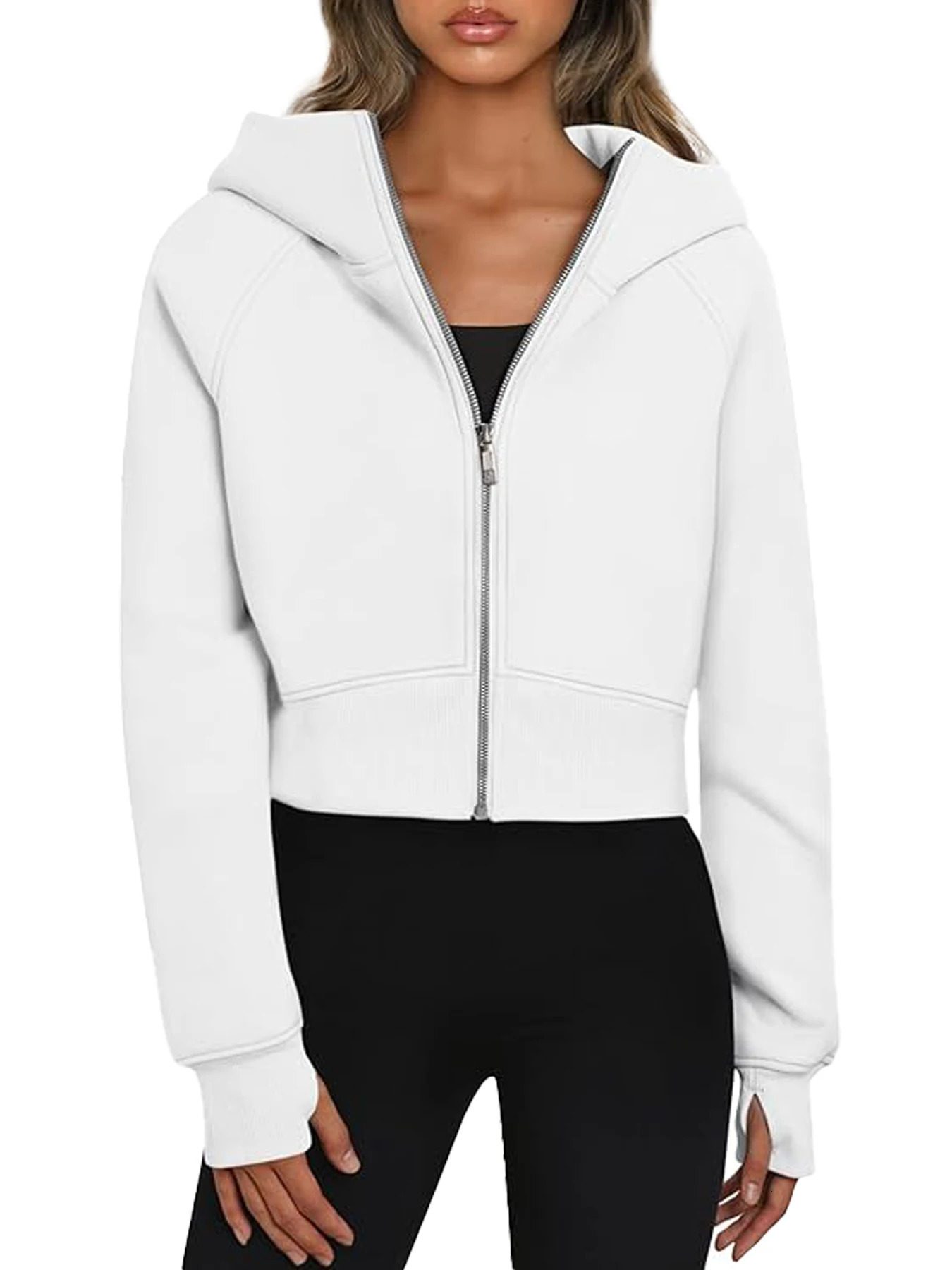 Women's Zipper Hoodie Cutting Sport Shirt Autumn Clothing Casual Hoodie Top 2024 Winter