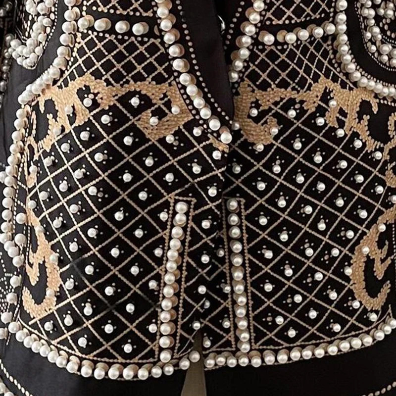 Women Suit Jacket V-Neck Long Sleeved Bubble Bead Print Retro Elegant Fashion Trend Versatile Loose Comfortable Suit Overcoat 240228