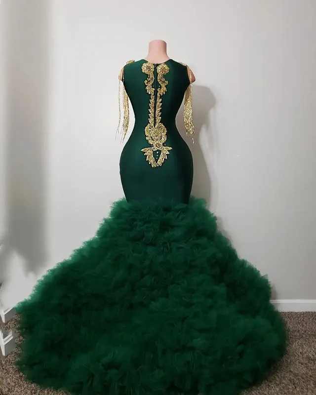 2024 May Aso Ebi Lace Beaded Prom Dark Green Mermaid Evening Formal Party Second Reception Birthday Engagement Gowns Dress Robe De Soiree