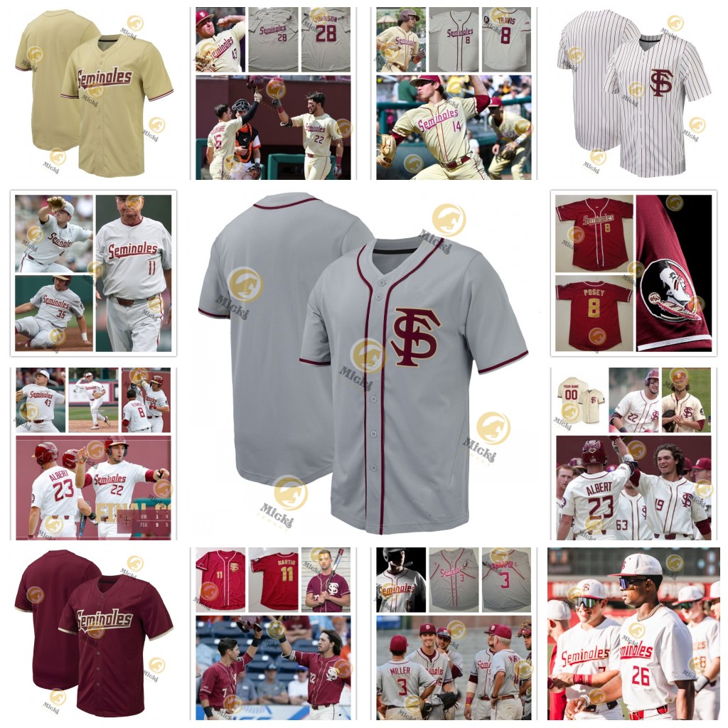 Buster Posey Deion Sanders Florida State Baseball Jersey Dick Howser J. Drew Mike Martin Larry Rothschild Nick Derr Elih Villanueva Custom Stitched FSU Jerseys