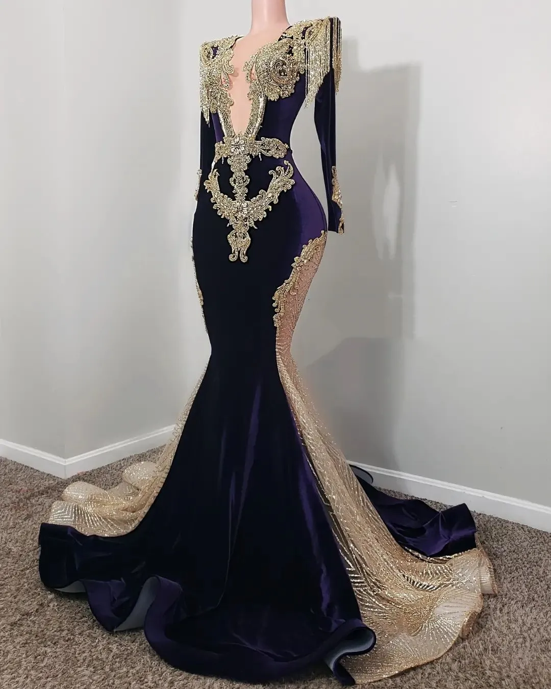 2024 Arabic Aso Ebi Mermaid Lace Prom Dress Beaded Sexy Evening Formal Party Second Reception Birthday Engagement Gowns Dresses Robe De Soiree