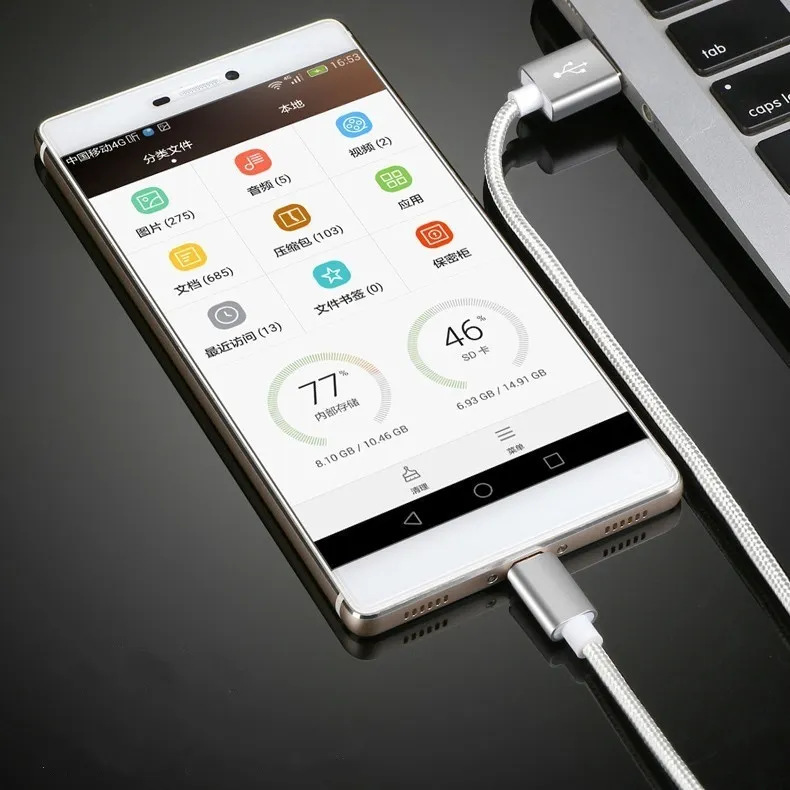 Type C Nylon Braided Micro USB Cables Charging Sync Data Durable Quick Charge Charger Cord for Android V8 Smart Phone