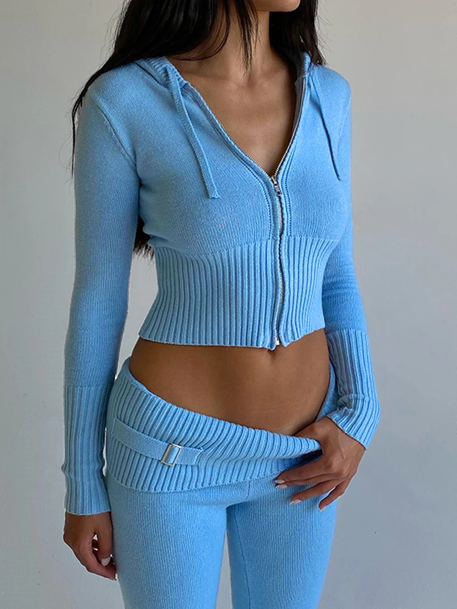 Women Y2K Zip Up Cropped Hoodie Sweater Casual Knit Drawstring Sweatshirt Coat Jacket 240227
