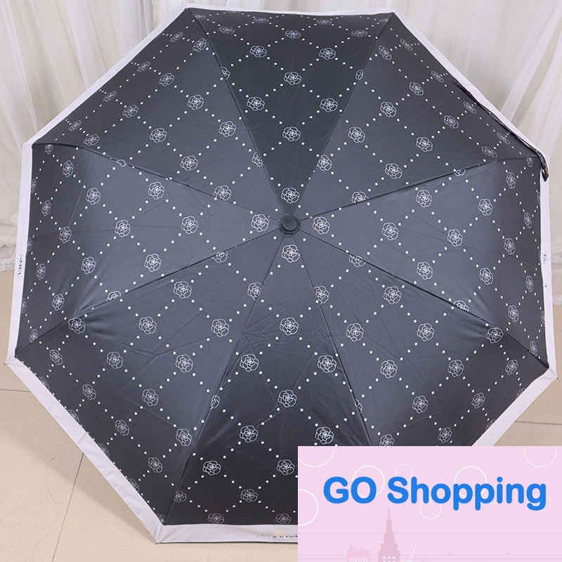 Top Full Version Camellia Big Brand Umbrella Black Glue Coating Sun Protection Umbrella Automatic Open Rain and Rain Dual-Use Gift Box Umbrellas