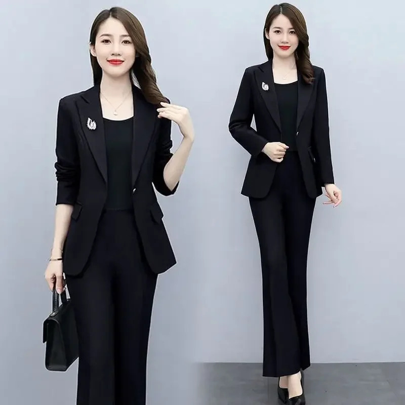 Outfit Wide Leg Trouser Suit Blazer and Womens 2 Pant Sets White Two Piece Set Pants for Women Formal Business Sexy Classy Xxl D 240226wtt
