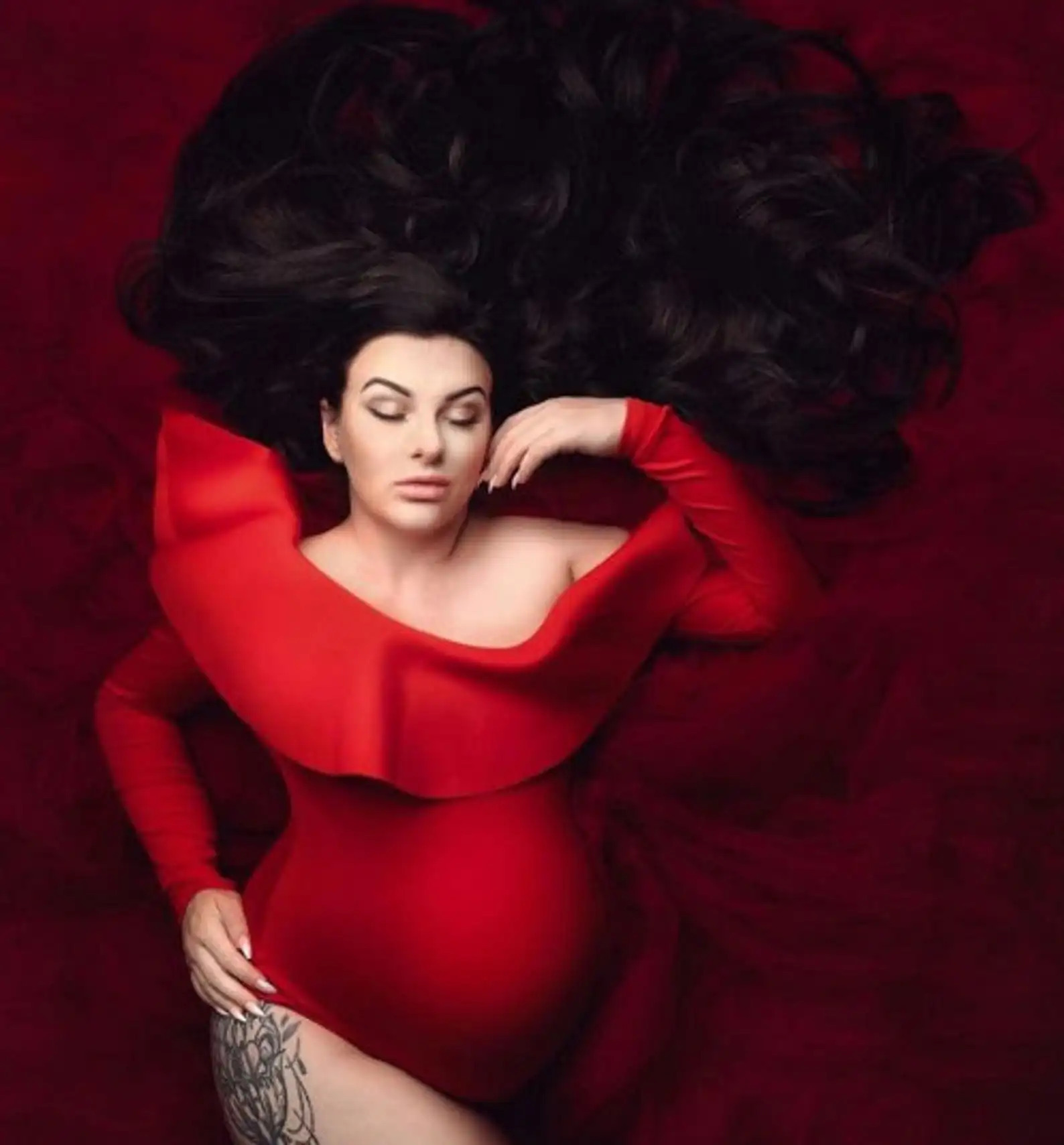 Slope Shoulder Maternity Pography Props Bodysuit Stretchy Pregnant Woman Poshoot Bodysuits 240301