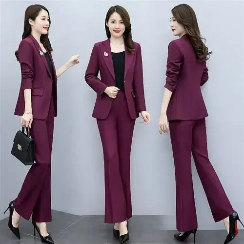 Outfit Wide Leg Trouser Suit Blazer and Womens 2 Pant Sets White Two Piece Set Pants for Women Formal Business Sexy Classy Xxl D 240226wtt