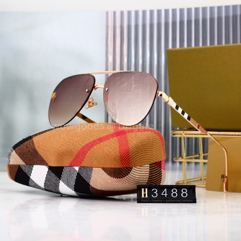 Designer Aviator Sunglasses Women Men Luxury BB Polarized Sunglasses Gold & Black Pilot Rimless Design & Metal Gradient Square Sunglasses Trendy Retro Premium Shades