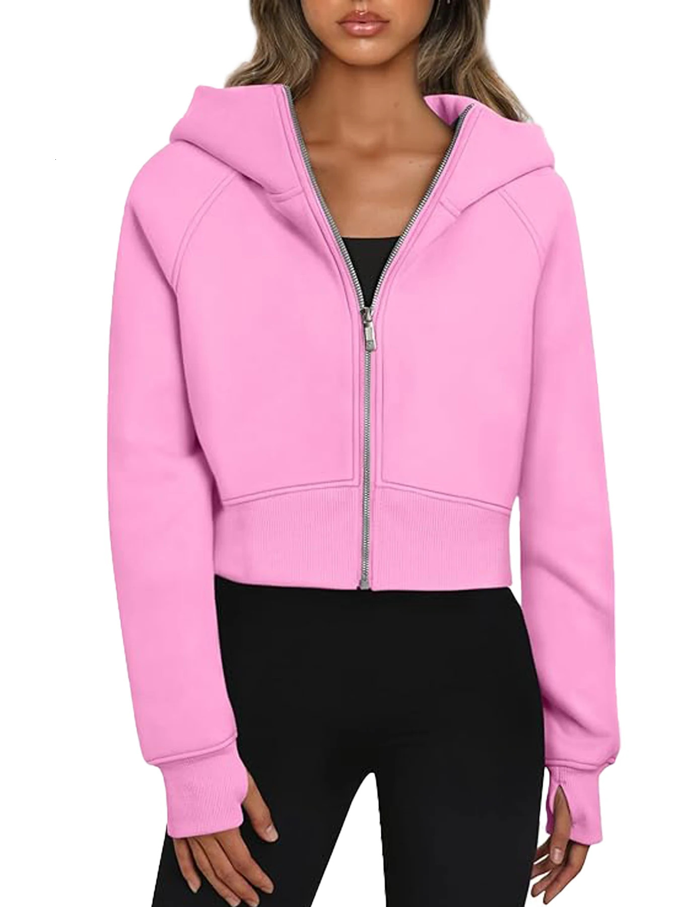 Women's Zipper Hoodie Cutting Sport Shirt Autumn Clothing Casual Hoodie Top 2024 Winter