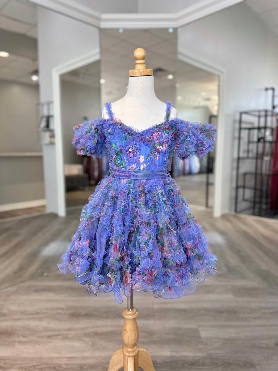 Print Floral Girl Pageant Dress 2025 Ruffed Ballon Sleeves Little Kid Birthday Cocktail Formal Party Gown Infant Toddler Teens Preteen Tiny Young Juni