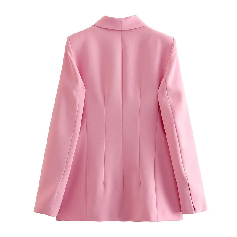 Pink Blazer Suits Long Sleeve High Waist Pants Suit Autumn Winter 2 Piece Set Office Lady Streetwear Two Clothes 240226wtt