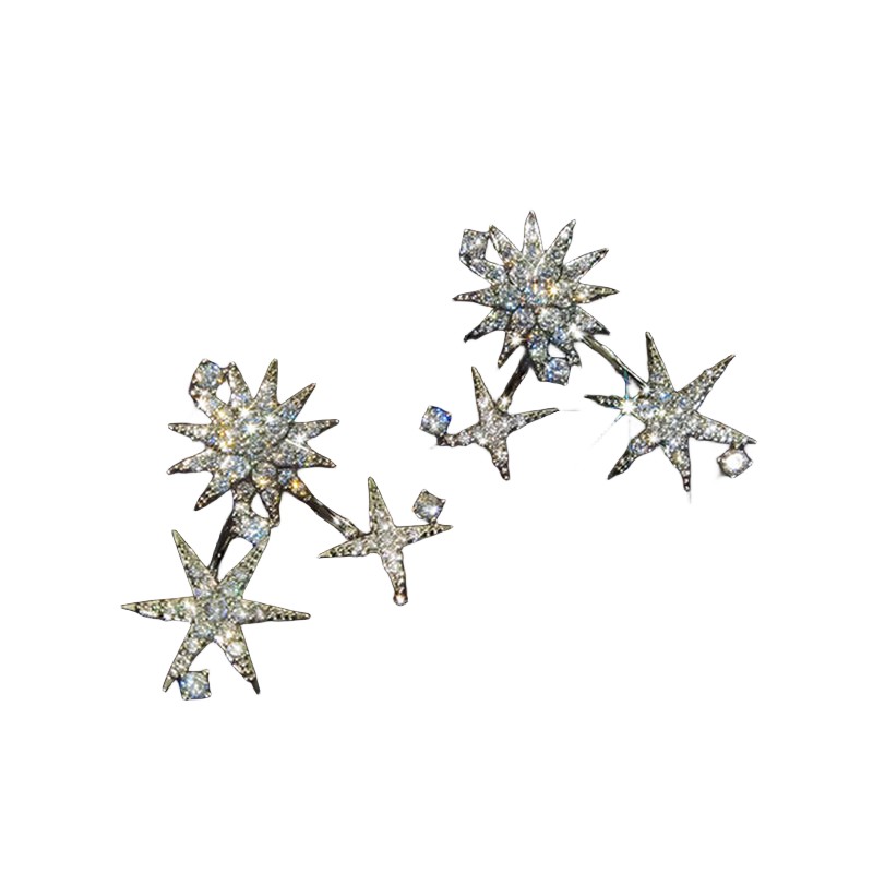 Sterg Sier Stud Earrings: Pave White 5A Cubic Zirconia CZ Dia for Women