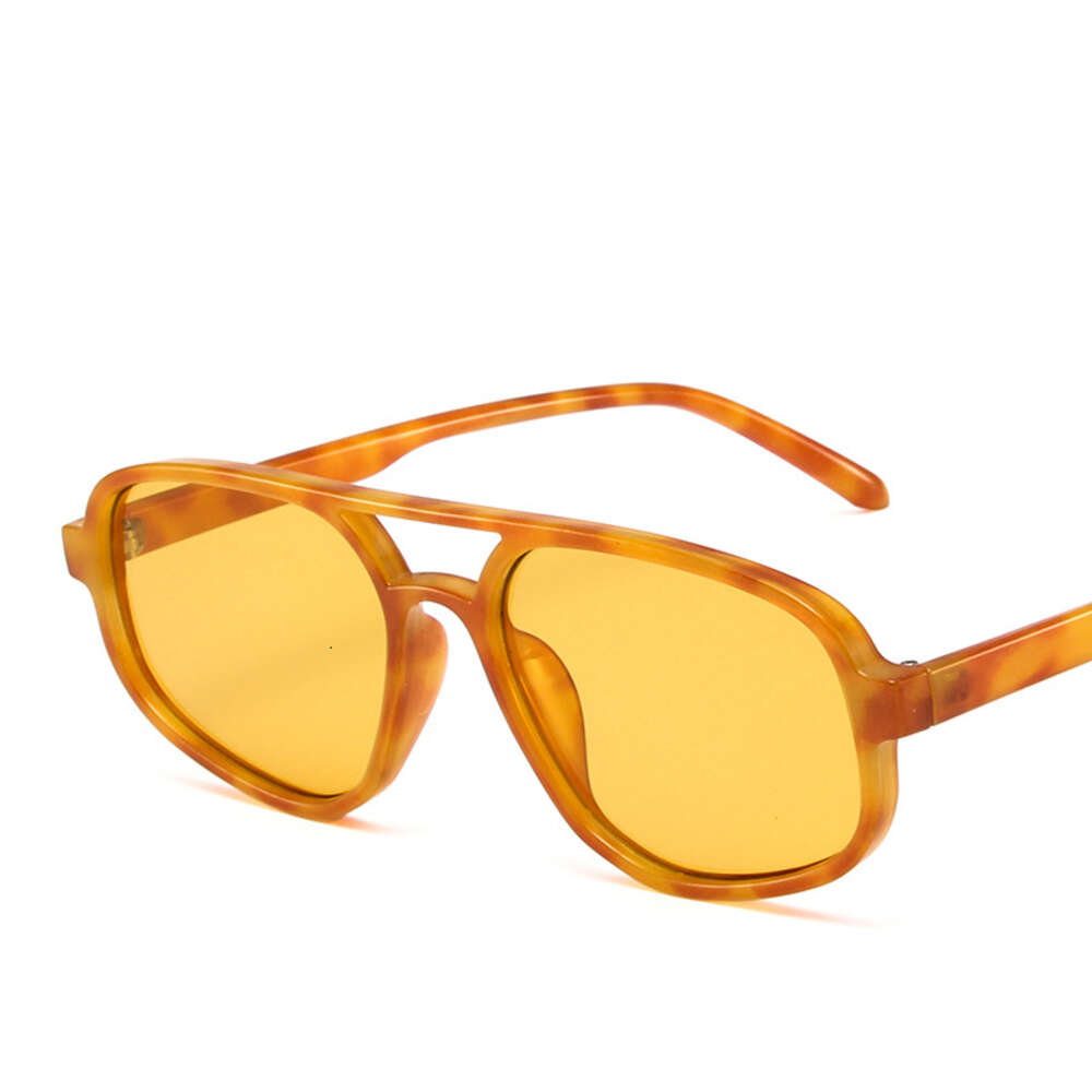 Trendy New Personalized Floral Fashionable and Simple Double Beam Sunglasses, Lightweight Internet Celebrity Glasses, Cross Lenses