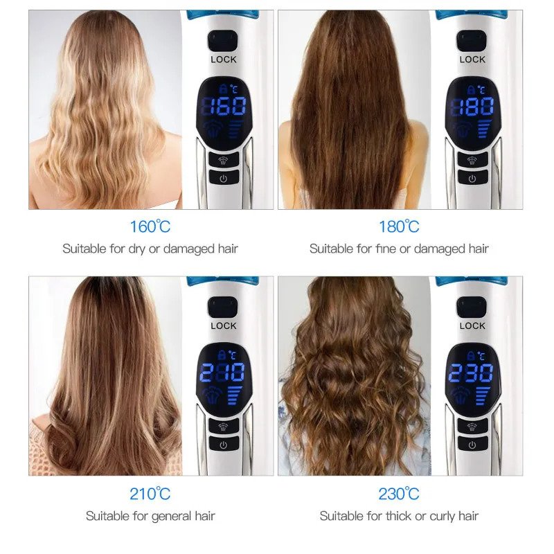 Professional Steam Straightener Brush Salon Wet Dry Fast Ionic Steampod Flat Iron Hair Straightener 240219