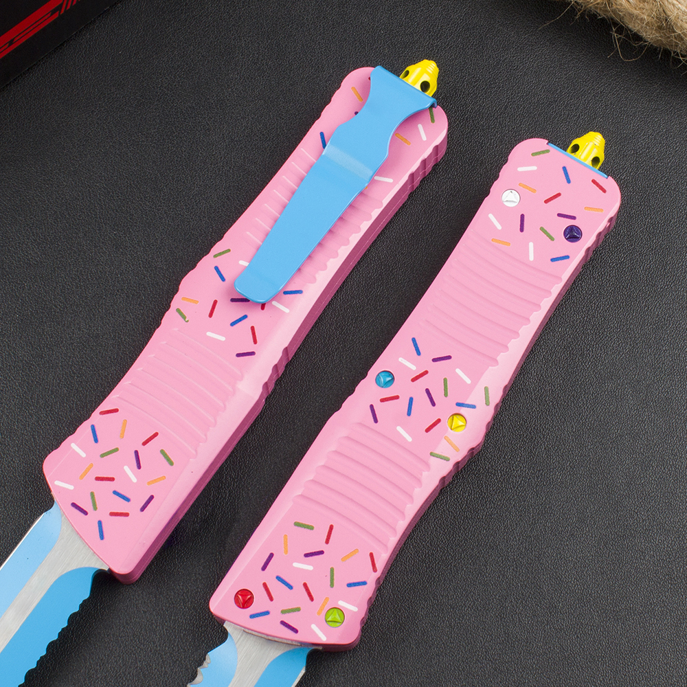 H3403 High End Tactical Knife D2 Titanium Coating Serrated Blade CNC Aviation Aluminum Handle Outdoor EDC Pocket Knives with Nylon Bag