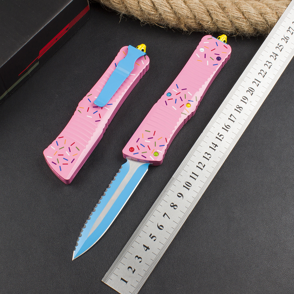 H3403 High End Tactical Knife D2 Titanium Coating Serrated Blade CNC Aviation Aluminum Handle Outdoor EDC Pocket Knives with Nylon Bag