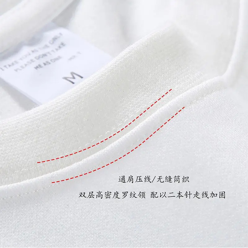 Black White GSM 300/500g Heavy-duty Cotton T-shirt Thickened Threaded Round Neck Short Sleeves Three Needle Half Sleeve Tees 240227