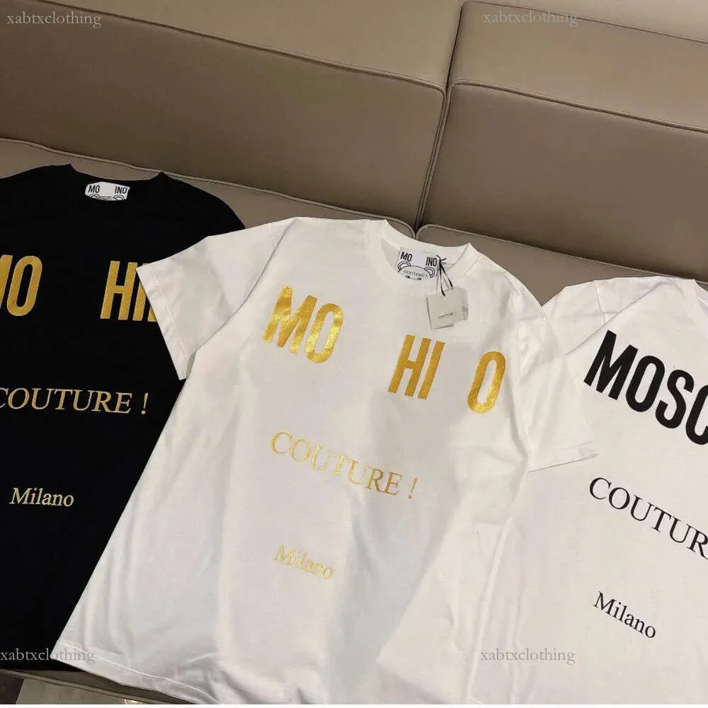 Luxury Designer Black moschinos T Shirt Man Woman Brabd Printing Durable Cotton Flawless Letter Baroque Starbucks Gun Fashion Excellent White Tees Tops Polo
