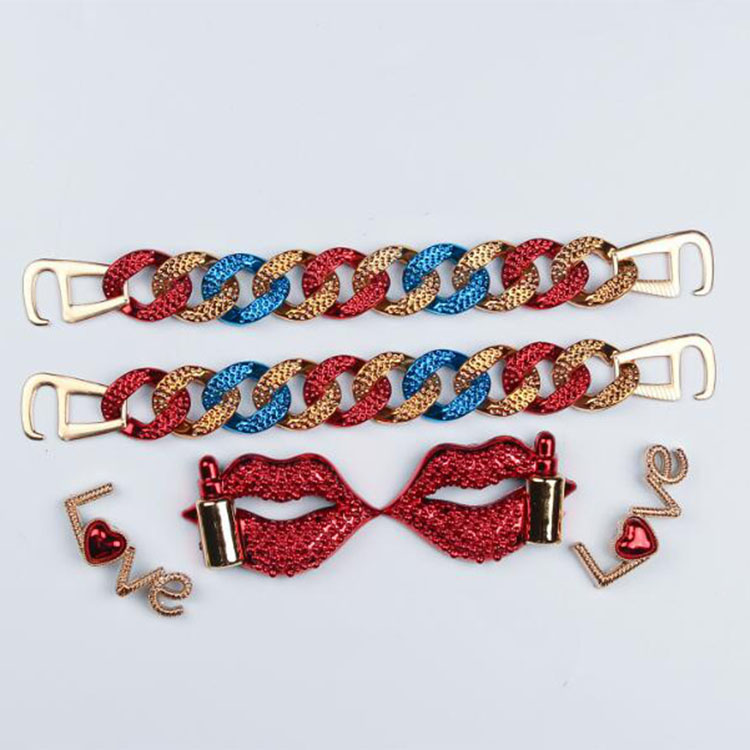 Set Muti Styles Bg Metal Shoecharms Buckle Chains Clog Charms Made323 Accessories Shoe Wers Gift