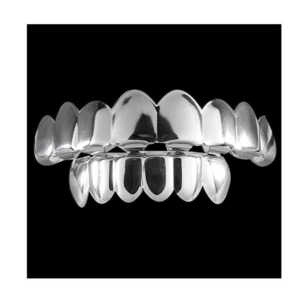 Gold Iced Out CZ Mouth Teeth Grillz Caps Top Bottom Grill Set Women Vampire Grills Rock Punk Rapper Accessories for Men Hiphop Jewelry