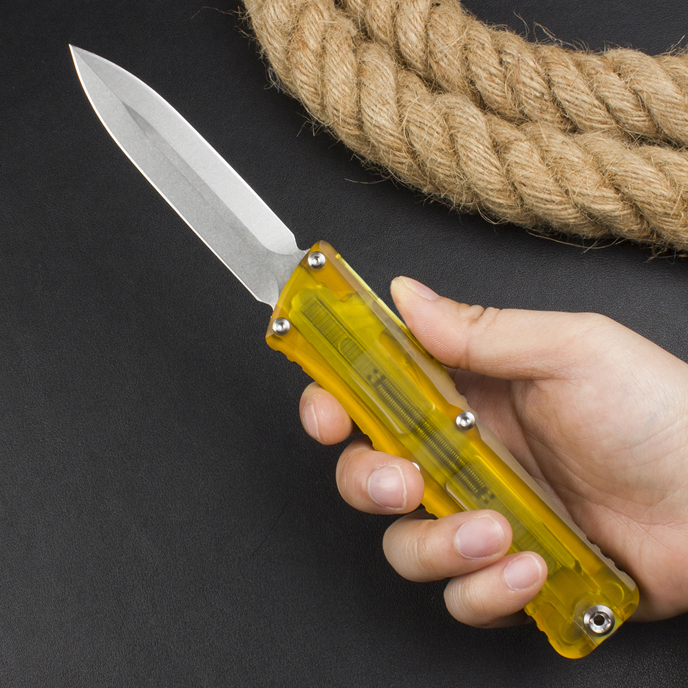 High End Tactical Knife D2 Stone Wash Blade CNC Aviation Aluminum PEI Handle Outdoor EDC Pocket Knives with Nylon Bag