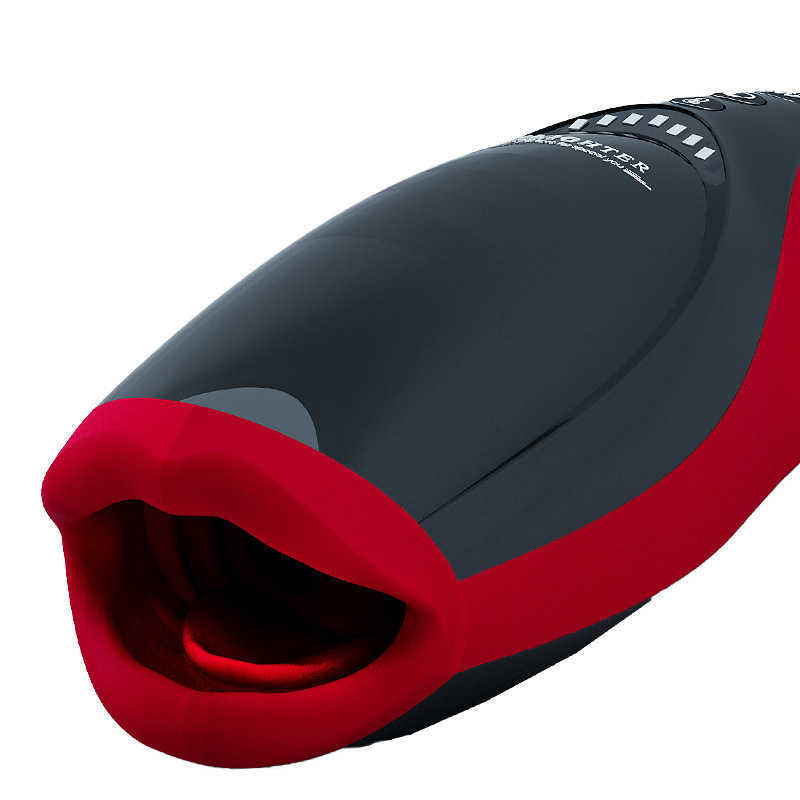 NXY Masturbators Alite Flaming Red Lip Deep Throat Sucking Aircraft Cup Fully Automatic Vibrating Voice Mouth Charming Male Masturator