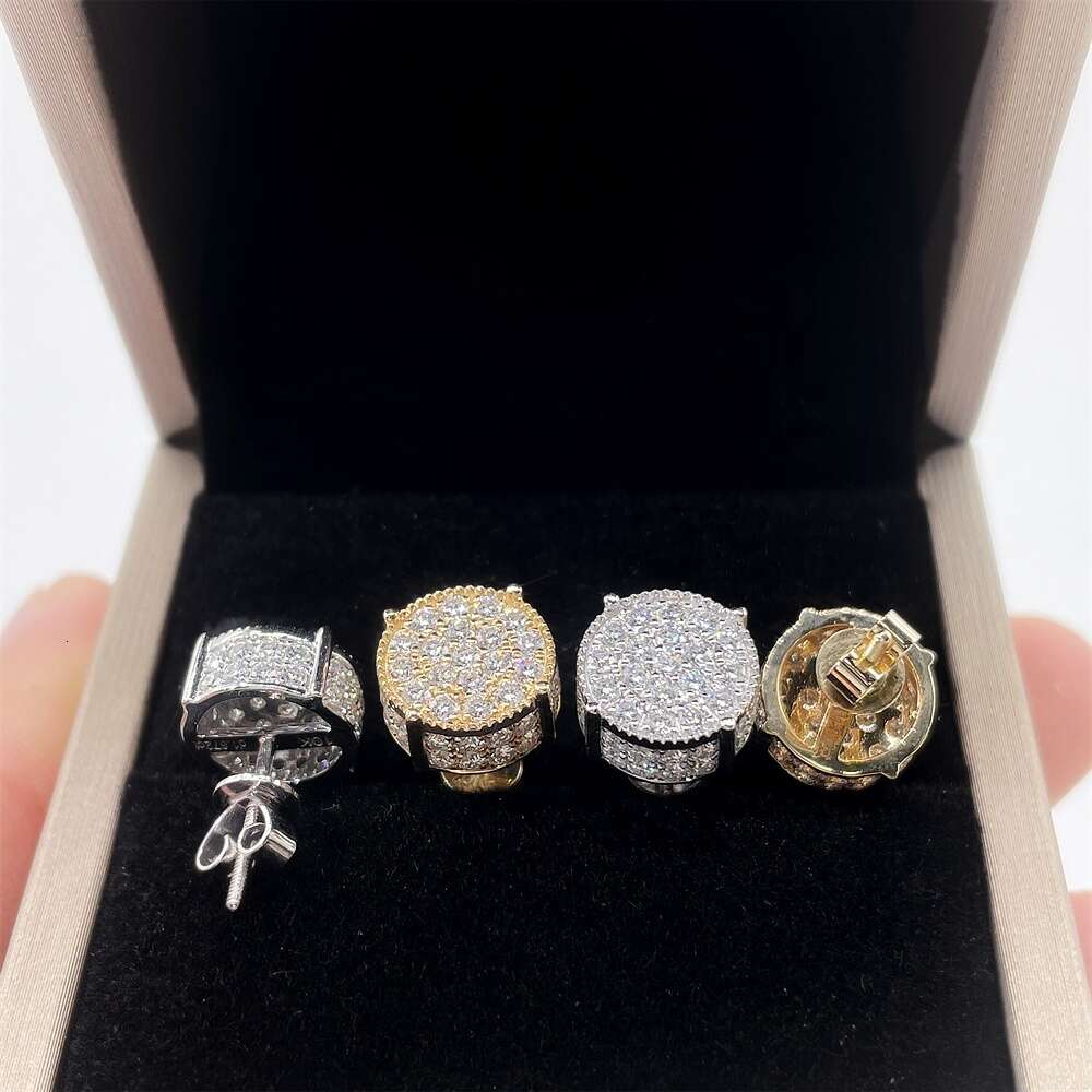Ready To Ship 10K Gold VVS Moissanite Dia Hip Hop Earrings Studs Men