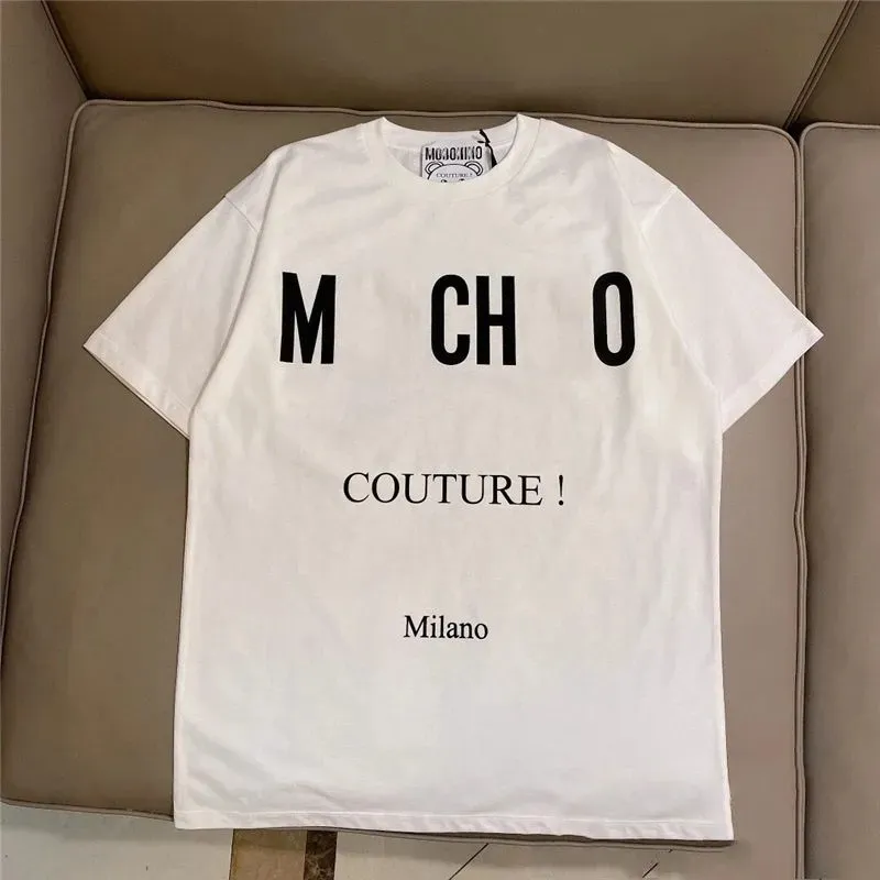 moschino woman Designer Black Moschinos T Shirt Man Woman Brabd Printing Durable Cotton Flawless Letter Baroque Starbucks Gun Fashion White Tees Tops Polo 288