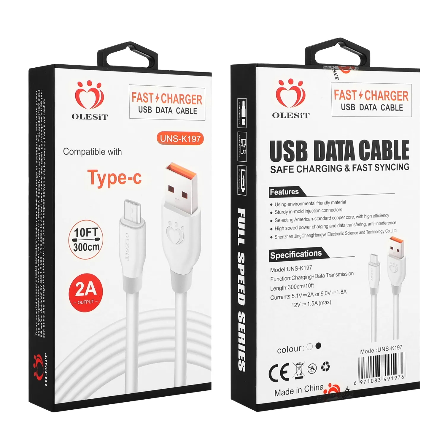 Olesit cables 1.5m 5ft 3M 10FT OD5.0 Bold Fast Charger Micro USB Data type-c Cable for Samsung Huawei with Retail Box