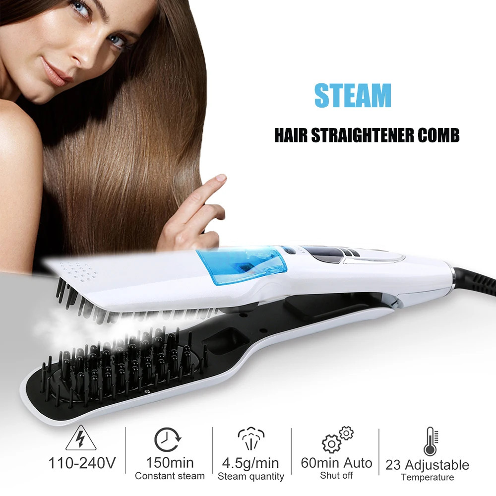 Professional Steam Straightener Brush Salon Wet Dry Fast Ionic Steampod Flat Iron Hair Straightener 240219