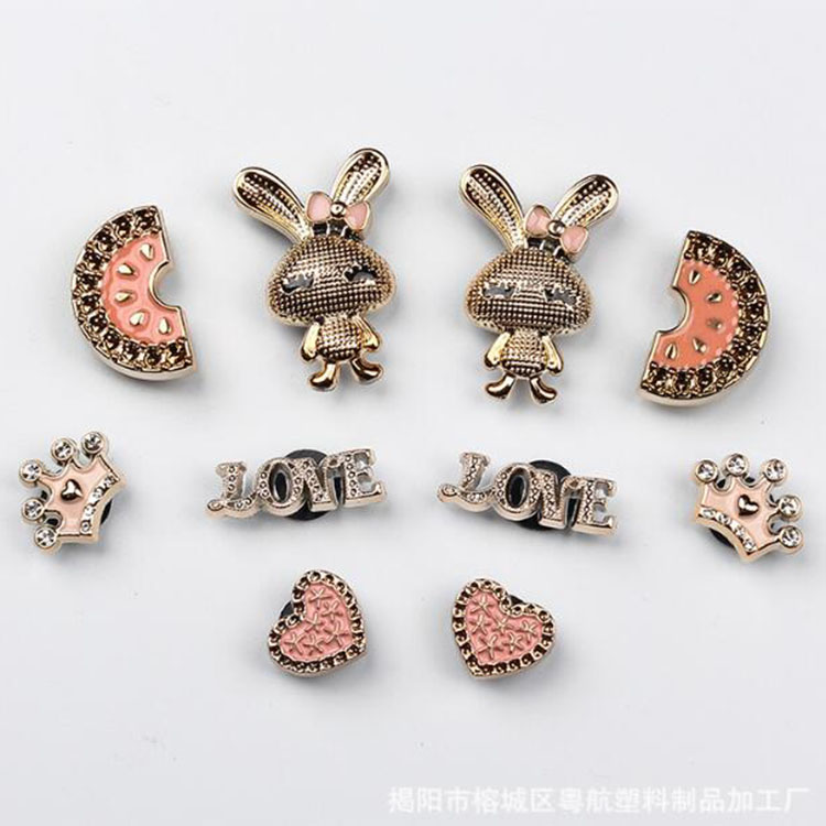 Set Muti Styles Bg Metal Shoecharms Buckle Chains Clog Charms Made323 Accessories Shoe Wers Gift