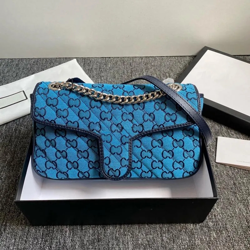 Luxurious Designer original ladies bag denim frosted canvas handbag washed classic color metal chain single room messenger bags