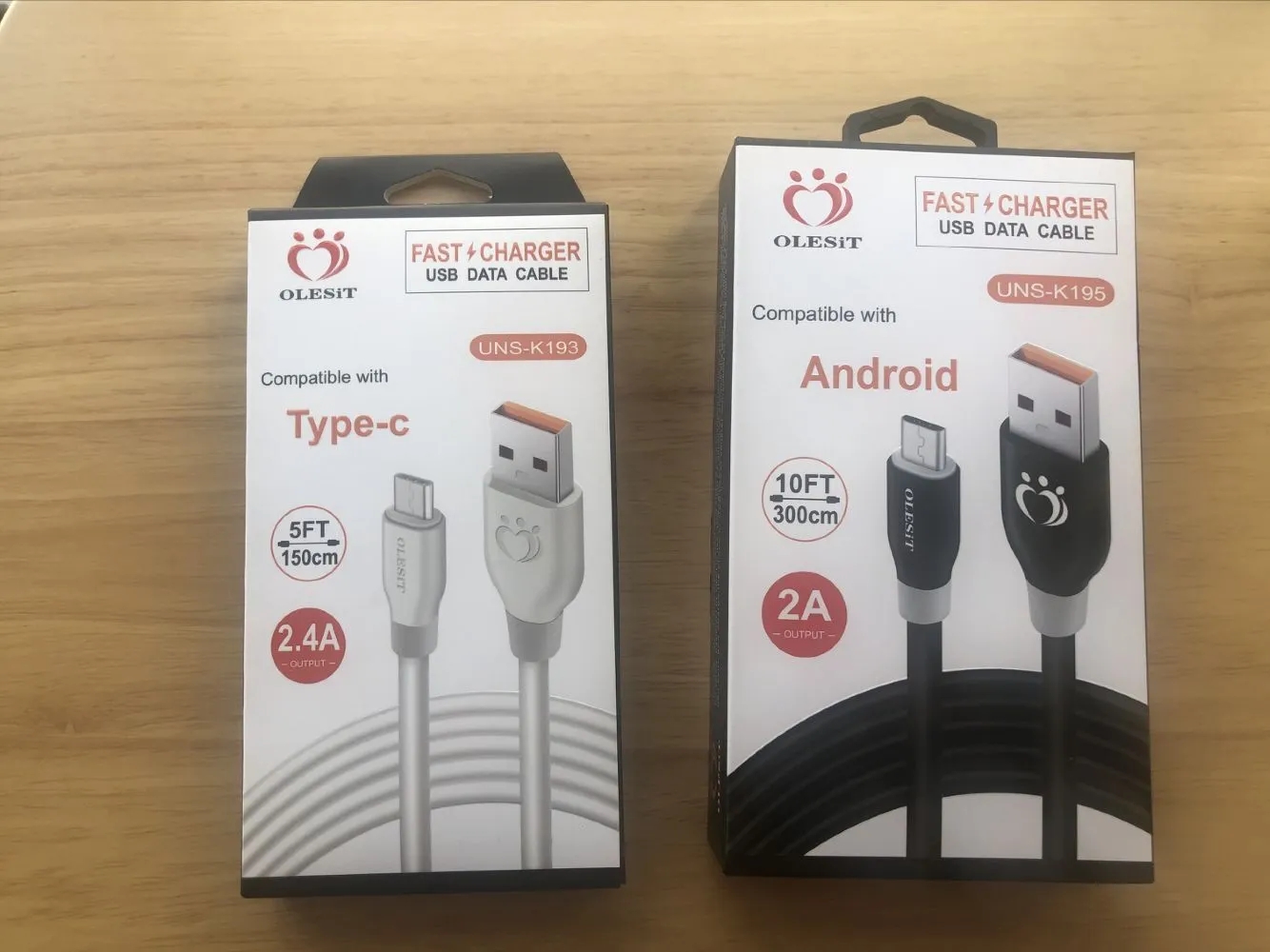 Olesit cables 1.5m 5ft 3M 10FT OD5.0 Bold Fast Charger Micro USB Data type-c Cable for Samsung Huawei with Retail Box