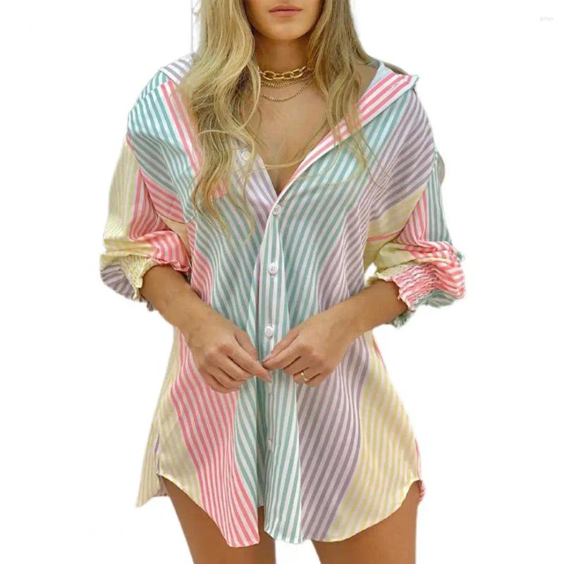Casual Dresses Fashion Striped Long Sleeve Buttons Women Shirt Dress 2024 Summer Fall Clothes Print Tops Femme Blouses Woman Shirts
